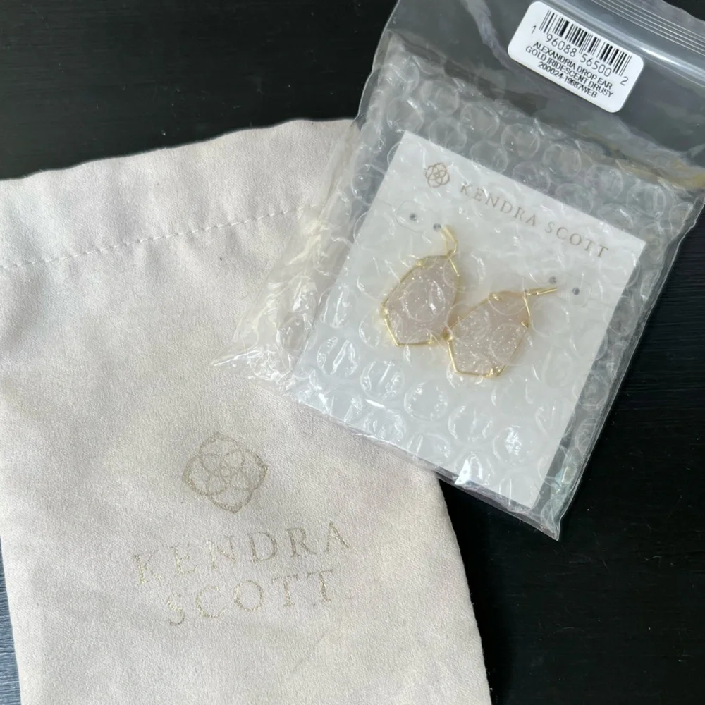 Kendra Scott Alexandria Drop Earrings in Gold/ Iridescent Drusy NWT
